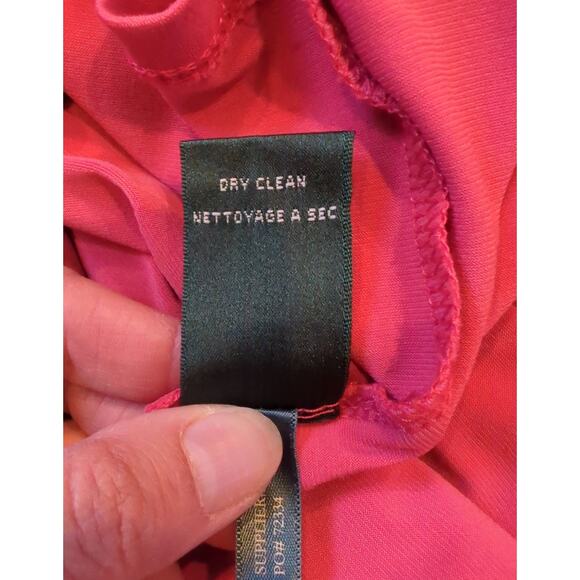 LAUREN RALPH LAUREN Pink VNeck Ruched Sheath Dress Lace Overlay women's size 6 - Picture 3 of 7